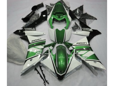 Aftermarket 2007-2008 Gloss White and Green Yamaha R1 Motorcycle Fairings