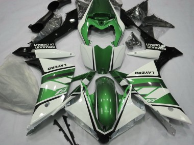 Aftermarket 2007-2008 Gloss White and Green Yamaha R1 Fairings