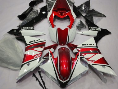 Aftermarket 2007-2008 Gloss White and Red Yamaha R1 Motorcycle Fairings