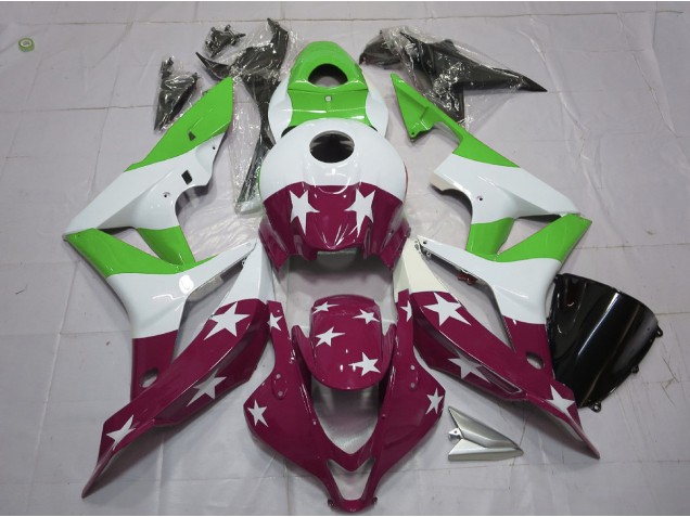 Aftermarket 2007-2008 Green and Maroon Stars and Stripes Honda CBR600RR Motorcycle Fairings Aftermarket 2007-2008 Green and Maroon Stars and Stripes Honda CBR600RR Motorcycle Fairings