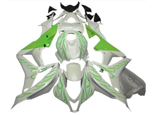 Aftermarket 2007-2008 Lime Green Flame on White Honda CBR600RR Motorcycle Fairings Aftermarket 2007-2008 Lime Green Flame on White Honda CBR600RR Motorcycle Fairings