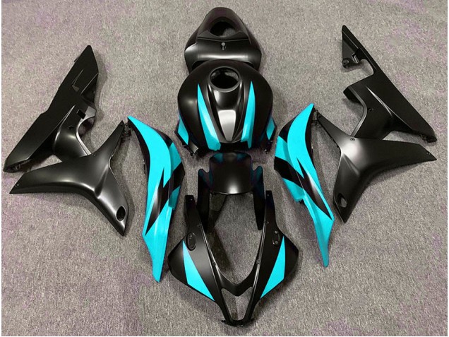 Aftermarket 2007-2008 Matte Black & Cyan Design Honda CBR600RR Motorcycle Fairings Aftermarket 2007-2008 Matte Black & Cyan Design Honda CBR600RR Motorcycle Fairings