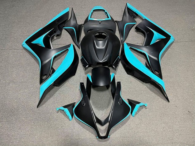 Aftermarket 2007-2008 Matte Black & Cyan Honda CBR600RR Motorcycle Fairings Aftermarket 2007-2008 Matte Black & Cyan Honda CBR600RR Motorcycle Fairings