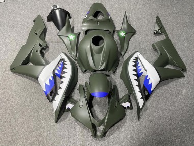 Aftermarket 2007-2008 Matte Green & Blue Shark Honda CBR600RR Motorcycle Fairings