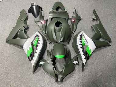 Aftermarket 2007-2008 Matte Green & LightGreen Shark Honda CBR600RR Motorcycle Fairings