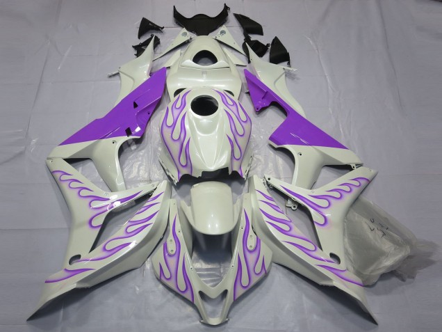 Aftermarket 2007-2008 Purple Flame on White Honda CBR600RR Motorcycle Fairings Aftermarket 2007-2008 Purple Flame on White Honda CBR600RR Motorcycle Fairings
