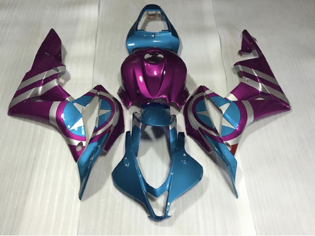 Aftermarket 2007-2008 Purple and Light Blue Captain America Honda CBR600RR Motorcycle Fairings Aftermarket 2007-2008 Purple and Light Blue Captain America Honda CBR600RR Motorcycle Fairings