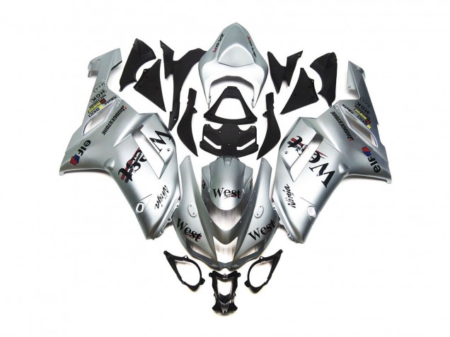 Aftermarket 2007-2008 Silver West Gloss Kawasaki ZX6R Motorcycle Fairings Aftermarket 2007-2008 Silver West Gloss Kawasaki ZX6R Motorcycle Fairings