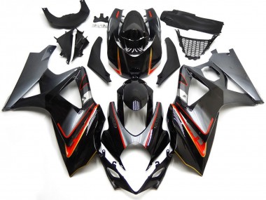 Aftermarket 2007-2008 Silver and Black with Red Suzuki GSXR 1000 Motorcycle Fairings