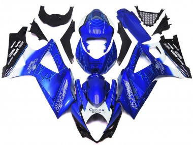 Aftermarket 2007-2008 Vibrant Blue with White Corona Suzuki GSXR 1000 Motorcycle Fairings