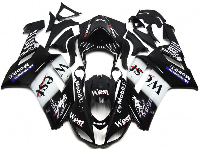 Aftermarket 2007-2008 West Gloss Slick Kawasaki ZX6R Motorcycle Fairings Aftermarket 2007-2008 West Gloss Slick Kawasaki ZX6R Motorcycle Fairings
