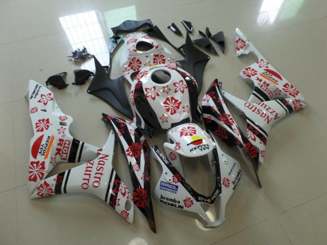 Aftermarket 2007-2008 White and Red Nastro Azzurro Honda CBR600RR Motorcycle Fairings Aftermarket 2007-2008 White and Red Nastro Azzurro Honda CBR600RR Motorcycle Fairings