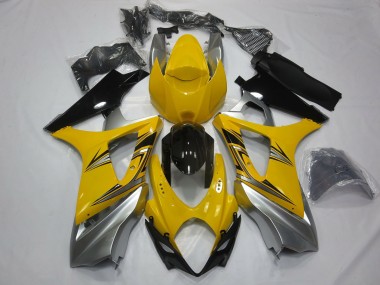Aftermarket 2007-2008 Yellow Silver Suzuki GSXR 1000 Motorcycle Fairings