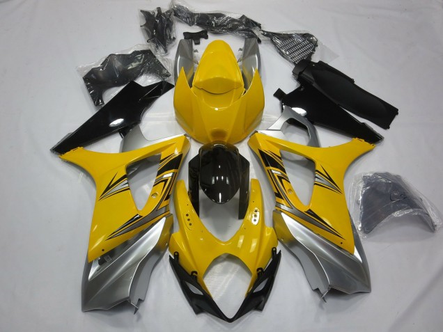Aftermarket 2007-2008 Yellow Silver Suzuki GSXR 1000 Motorcycle Fairings Aftermarket 2007-2008 Yellow Silver Suzuki GSXR 1000 Motorcycle Fairings