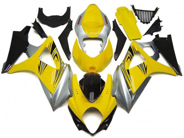 Aftermarket 2007-2008 Yellow and Silver OEM Style Suzuki GSXR 1000 Motorcycle Fairings Aftermarket 2007-2008 Yellow and Silver OEM Style Suzuki GSXR 1000 Motorcycle Fairings