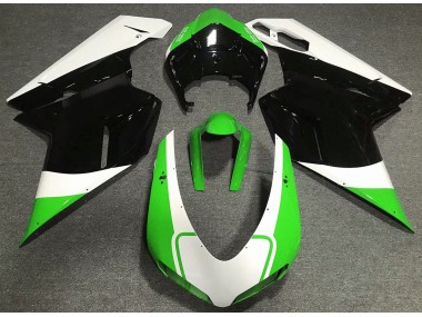 Aftermarket 2007-2012 Gloss Green White and Black Ducati 848 1098 1198 Fairings