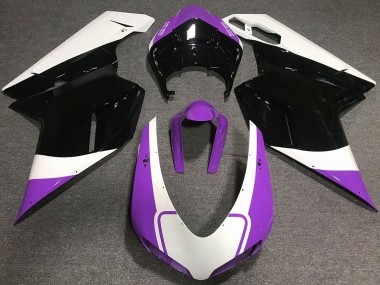 Aftermarket 2007-2012 Gloss Purple White and Black Ducati 848 1098 1198 Motorcycle Fairings