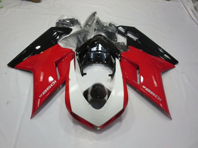 Aftermarket 2007-2012 Black Red and White Ducati 848 1098 1198 Motorcycle Fairings Aftermarket 2007-2012 Black Red and White Ducati 848 1098 1198 Motorcycle Fairings