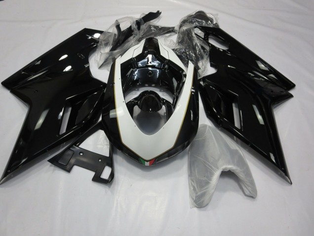 Aftermarket 2007-2012 Gloss Black and White Ducati 848 1098 1198 Motorcycle Fairings Aftermarket 2007-2012 Gloss Black and White Ducati 848 1098 1198 Motorcycle Fairings