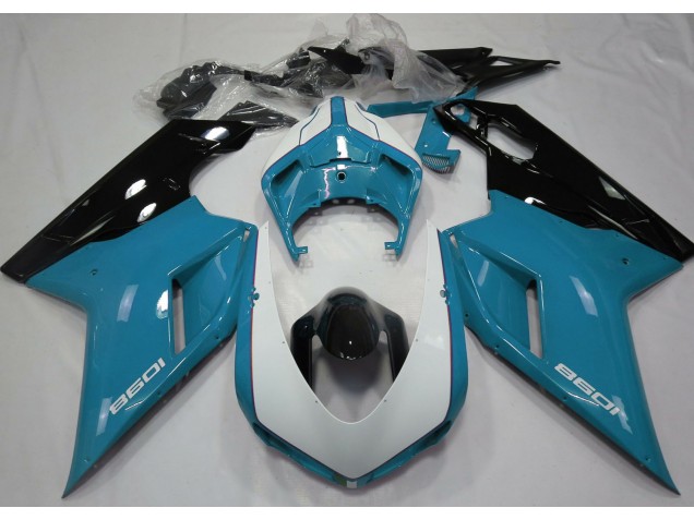Aftermarket 2007-2012 Gloss Light Blue & White Ducati 848 1098 1198 Motorcycle Fairings Aftermarket 2007-2012 Gloss Light Blue & White Ducati 848 1098 1198 Motorcycle Fairings
