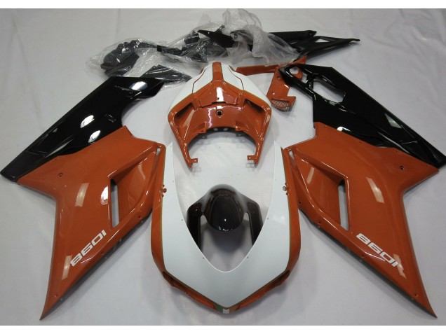 Aftermarket 2007-2012 Gloss Orange & White Ducati 848 1098 1198 Motorcycle Fairings Aftermarket 2007-2012 Gloss Orange & White Ducati 848 1098 1198 Motorcycle Fairings