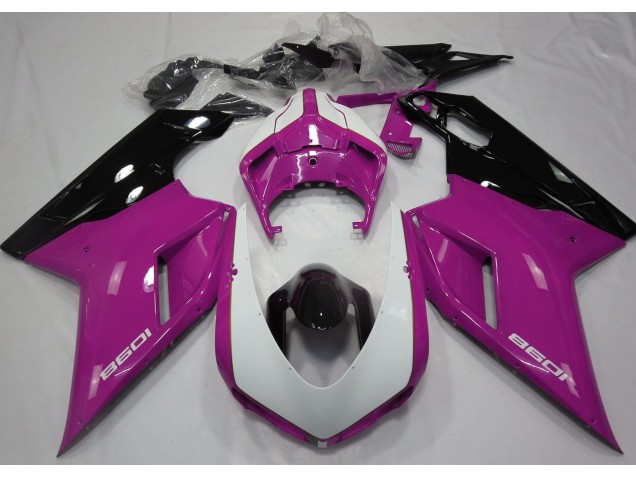 Aftermarket 2007-2012 Gloss Pink & White Ducati 848 1098 1198 Motorcycle Fairings Aftermarket 2007-2012 Gloss Pink & White Ducati 848 1098 1198 Motorcycle Fairings