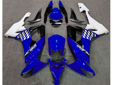 Aftermarket 2008-2010 Gloss Blue and White Kawasaki ZX10R Motorcycle Fairings