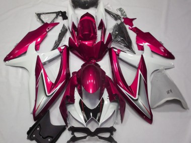 Aftermarket 2008-2010 Gloss Red and White Suzuki GSXR 600-750 Motorcycle Fairings
