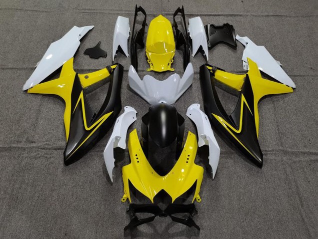 Aftermarket 2008-2010 Gloss Yellow and White Suzuki GSXR 600-750 Motorcycle Fairings Aftermarket 2008-2010 Gloss Yellow and White Suzuki GSXR 600-750 Motorcycle Fairings
