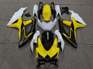 Aftermarket 2008-2010 Gloss Yellow and White Suzuki GSXR 600-750 Motorcycle Fairings
