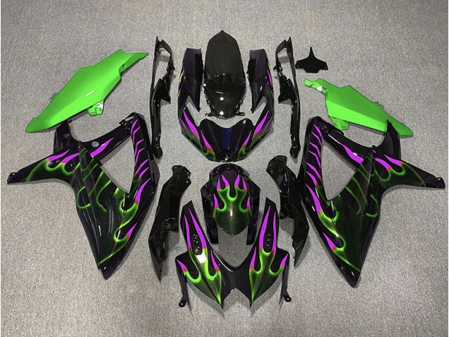 Aftermarket 2008-2010 Green and Magenta Flame Suzuki GSXR 600-750 Motorcycle Fairings Aftermarket 2008-2010 Green and Magenta Flame Suzuki GSXR 600-750 Motorcycle Fairings