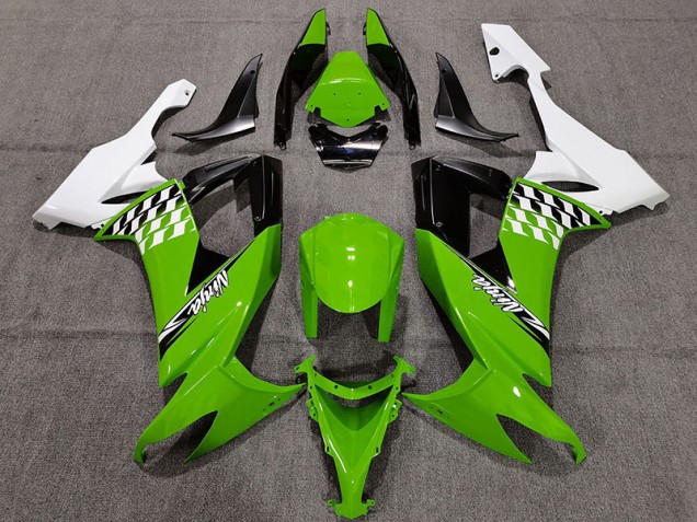 Aftermarket 2008-2010 Green and White Cheq Kawasaki ZX10R Motorcycle Fairings Aftermarket 2008-2010 Green and White Cheq Kawasaki ZX10R Motorcycle Fairings