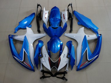 Aftermarket 2008-2010 Metallic Blue & White Suzuki GSXR 600-750 Motorcycle Fairings