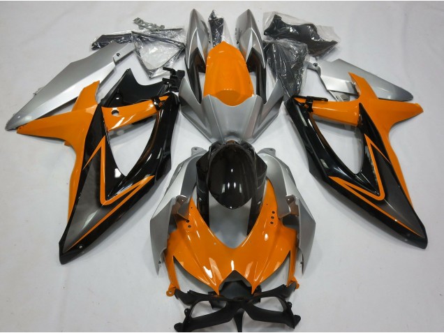 Aftermarket 2008-2010 Orange and Silver Suzuki GSXR 600-750 Motorcycle Fairings Aftermarket 2008-2010 Orange and Silver Suzuki GSXR 600-750 Motorcycle Fairings