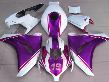 Aftermarket 2008-2011 Gloss Purple and White Honda CBR1000RR Motorcycle Fairings