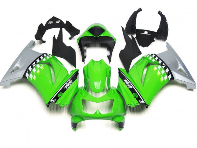 Aftermarket 2008-2013 Green and Black Check Kawasaki Ninja 250 Motorcycle Fairings