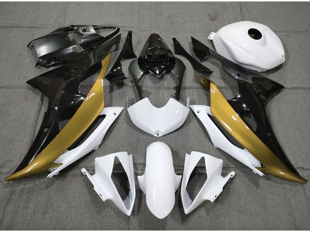 Aftermarket 2008-2016 Custom Gold Black and White Yamaha R6 Motorcycle Fairings Aftermarket 2008-2016 Custom Gold Black and White Yamaha R6 Motorcycle Fairings