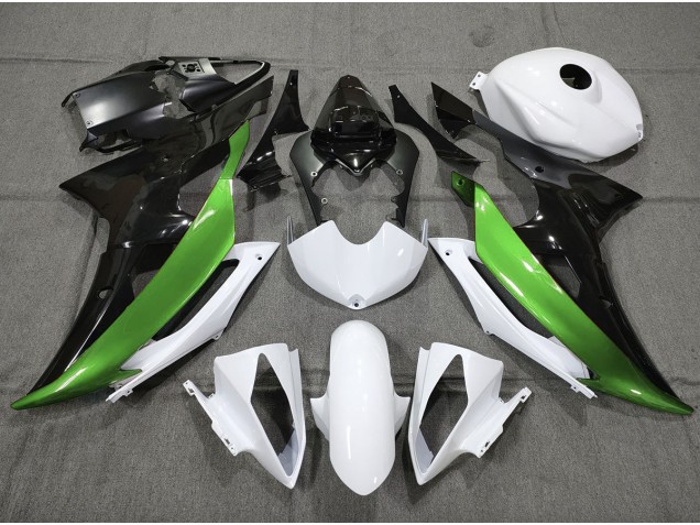 Aftermarket 2008-2016 Custom Green Black and White Yamaha R6 Motorcycle Fairings