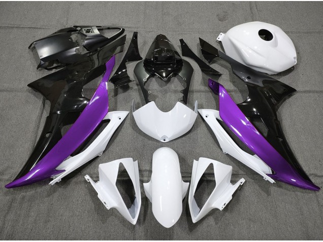 Aftermarket 2008-2016 Custom Purple Black and White Yamaha R6 Motorcycle Fairings