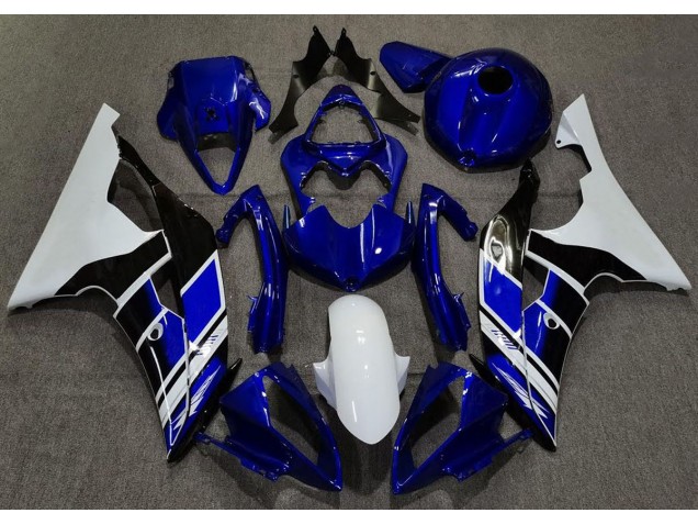 Aftermarket 2008-2016 Dark Blue and White Custom Yamaha R6 Motorcycle Fairings