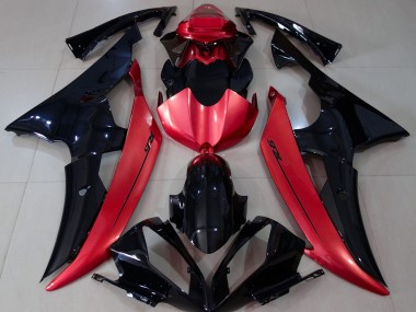 Aftermarket 2008-2016 Gloss Black & Candy Red Yamaha R6 Motorcycle Fairings
