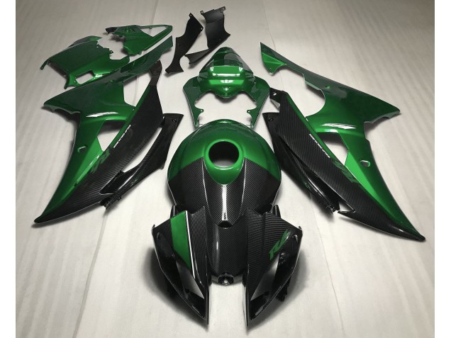 Aftermarket 2008-2016 Green w Carbon Style Yamaha R6 Motorcycle Fairings Aftermarket 2008-2016 Green w Carbon Style Yamaha R6 Motorcycle Fairings