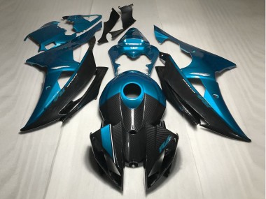 Aftermarket 2008-2016 Light Blue w Carbon Style Yamaha R6 Motorcycle Fairings