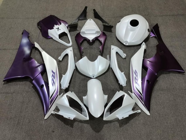 Aftermarket 2008-2016 Matte White and Purple Yamaha R6 Motorcycle Fairings Aftermarket 2008-2016 Matte White and Purple Yamaha R6 Motorcycle Fairings