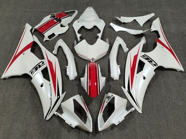 Aftermarket 2008-2016 Pearl White & Gloss Red Yamaha R6 Motorcycle Fairings Aftermarket 2008-2016 Pearl White & Gloss Red Yamaha R6 Motorcycle Fairings