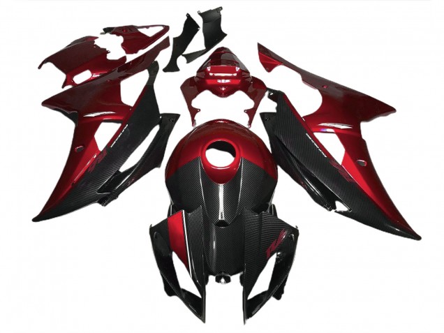 Aftermarket 2008-2016 Red w Carbon Style Yamaha R6 Motorcycle Fairings Aftermarket 2008-2016 Red w Carbon Style Yamaha R6 Motorcycle Fairings