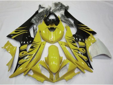 Aftermarket 2008-2016 Yellow Flame Style Yamaha R6 Motorcycle Fairings