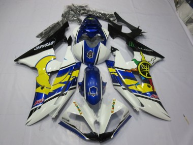 Aftermarket 2008-2016 Yellow and Blue Yamaha R6 Motorcycle Fairings