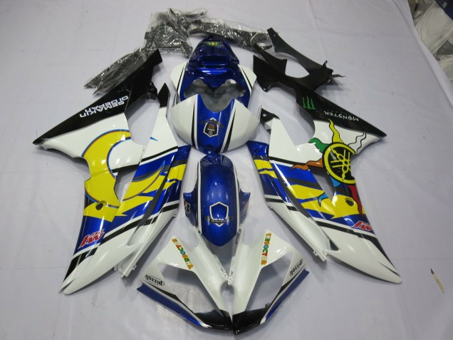 Aftermarket 2008-2016 Yellow and Blue Yamaha R6 Motorcycle Fairings