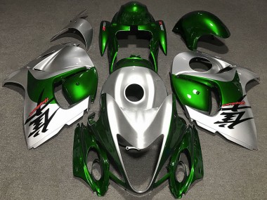 Aftermarket 2008-2019 Gloss Green and Silver Suzuki GSXR 1300 Motorcycle Fairings
